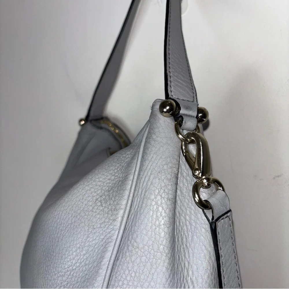 KATE SPADE Grey Pebble Leather Hobo Shoulder Bag Crossbody
